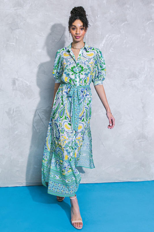 Floral Dress with Waist Tie